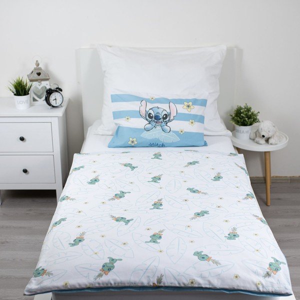 Šviesiai mėlynos spalvos iš medvilnės vaikiška patalynė vaikiškai lovai 100x135 cm Lilo & Stitch "Tropical Hugs" – Jerry Fabrics-image-3