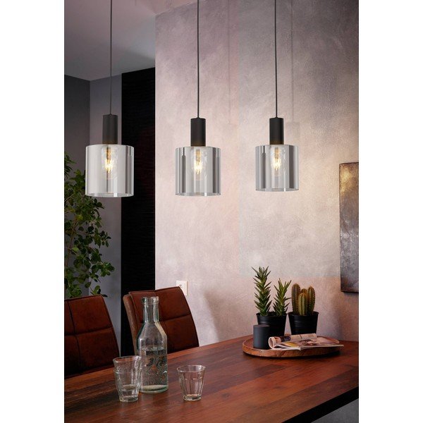 Kabantis šviestuvas juodos spalvos su stiklo gaubtu GOROSIBA – EGLO-image-1