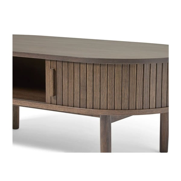 Tamsios natūralios spalvos kavos staliukas iš ąžuolo 60x120 cm Meta – Unique Furniture-image-2