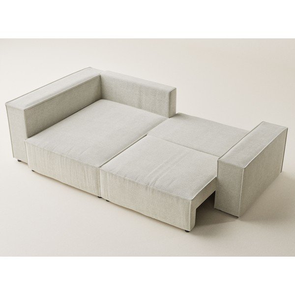 Kreminės spalvos sulankstoma/su sandėliavimo vieta kampinė sofa iš šenilinio audinio (su kairiuoju kampu/„L“ formos) Tonga – Maison de Rêve-image-3