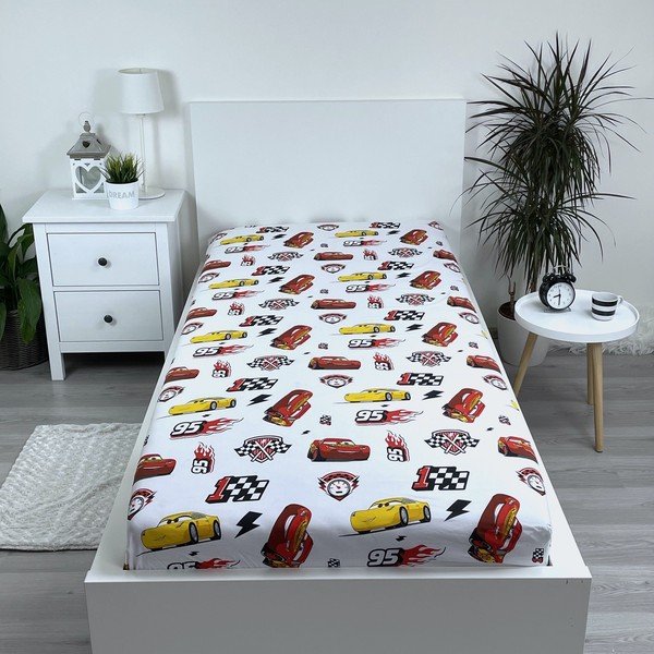 Iš medvilnės vaikų patalynė su guma 90x200 cm Cars "McQueen" – Jerry Fabrics-image-1