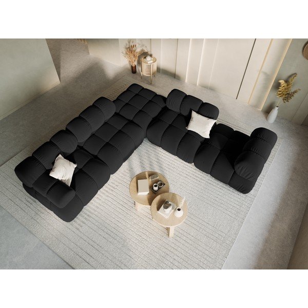 Modulinė sofa juodos spalvos iš velveto (su kairiuoju kampu) Bellis – Micadoni Home-image-1