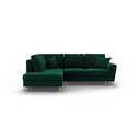 Žalios spalvos iš velveto sulankstoma/su sandėliavimo vieta kampinė sofa (su kairiuoju kampu/„L“ formos) Kyoto – Cosmopolitan Design