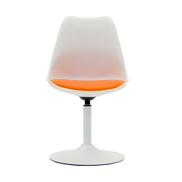 Balta valgomojo kėdė su oranžine sėdyne "Tenzo Viva