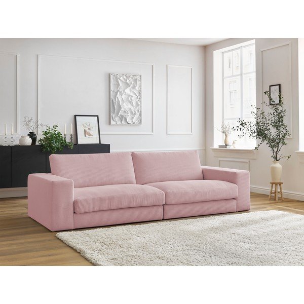 Rožinės spalvos iš kordinio velveto sofa 274 cm Leonard – Bobochic Paris-image-1