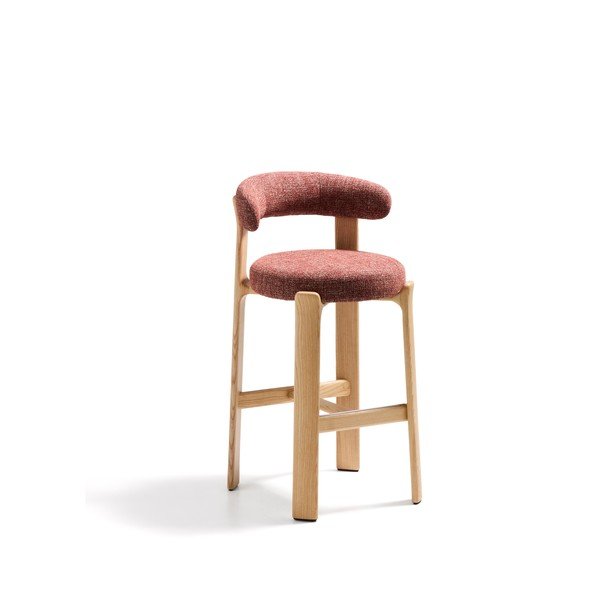 Terakotos spalvos/šviesios natūralios spalvos iš uosio masyvo baro taburetė (sėdynės aukštis 75 cm) Granite – Kave Home