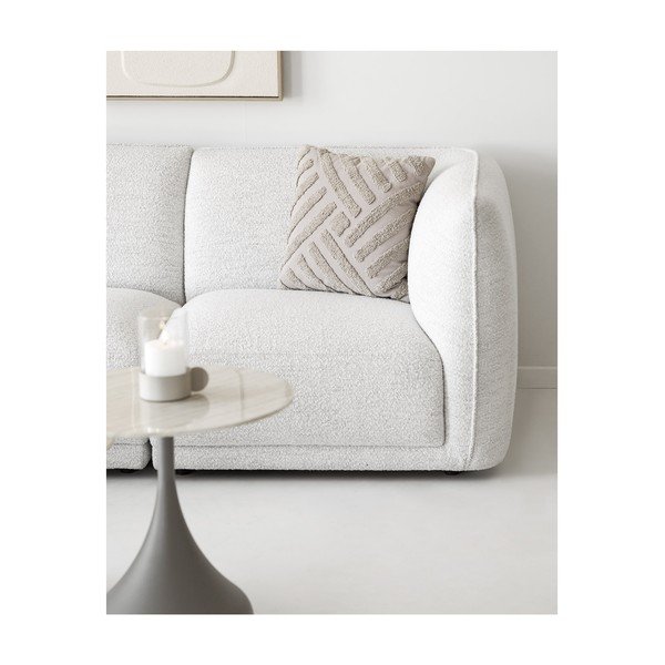 Kreminės spalvos kampinė sofa iš šenilinio audinio (su kairiuoju kampu/su gultu) Noor – House Nordic-image-2