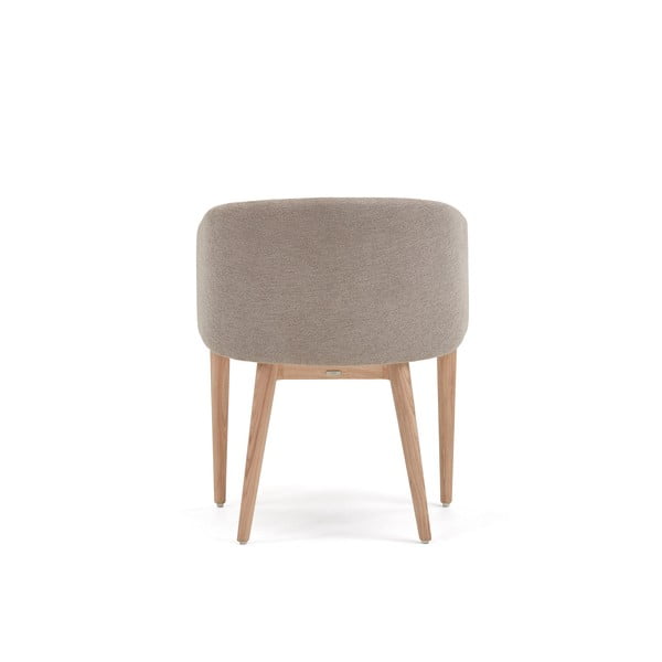 Smėlio spalvos iš audinio valgomojo kėdė su porankiais Harlan – Kave Home-image-4