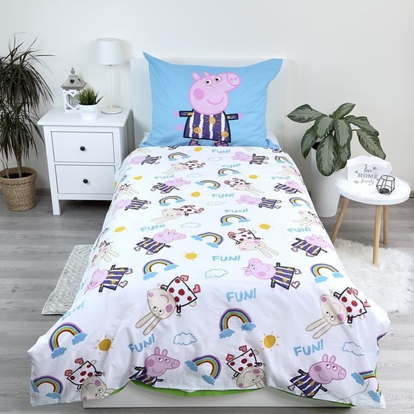 Iš medvilnės viengulė vaikiška patalynė su žėrinčiu efektu 140x200 cm Peppa Pig – Jerry Fabrics-image-2