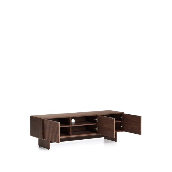Tamsios natūralios spalvos TV spintelė iš riešutmedžio 150x46x40 cm Norlen – Kave Home-image-4