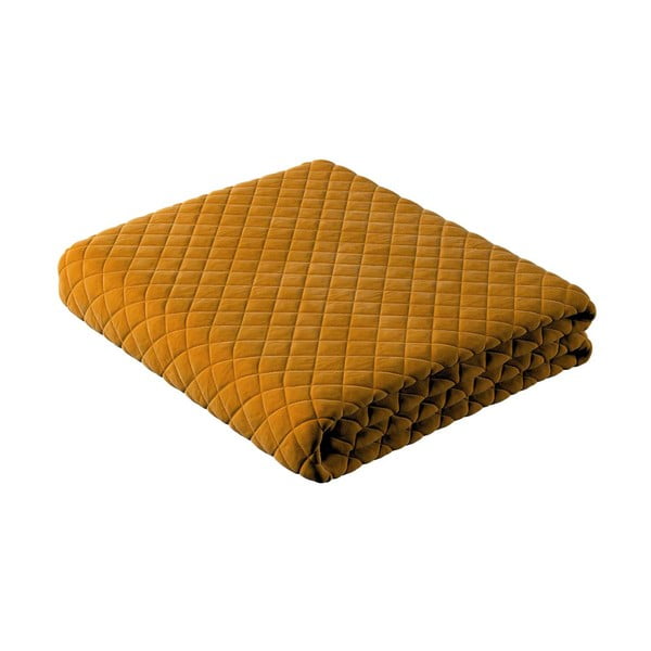 Geltonas dygsniuotas užvalkalas dvigulei lovai 170x210 cm Posh Velvet - Yellow Tipi