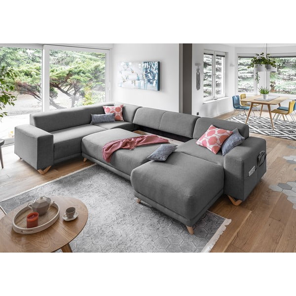Pilkos spalvos sulankstoma/su sandėliavimo vieta kampinė sofa (su kairiuoju kampu/„U“ formos) Classy Sophie – Miuform-image-4