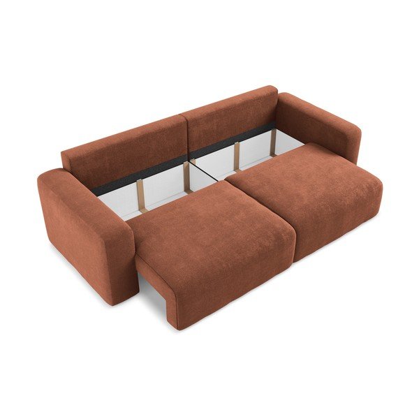 Terakotos spalvos sulankstoma/su sandėliavimo vieta sofa iš šenilinio audinio 252 cm Kona – Makamii-image-4