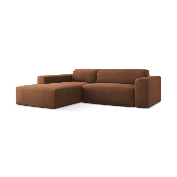Terakotos spalvos kampinė sofa (su kairiuoju kampu/su gultu) Keli – Makamii-image-2