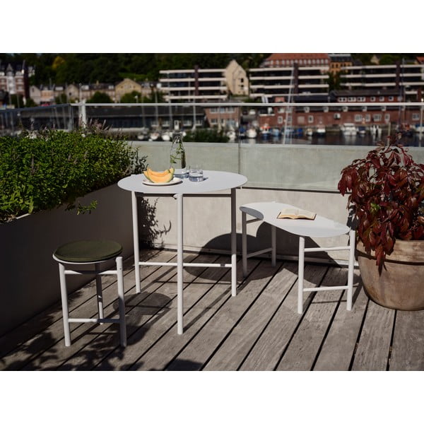 Šviesiai pilkos spalvos metalinis sodo suoliukas Disc – Zone-image-4