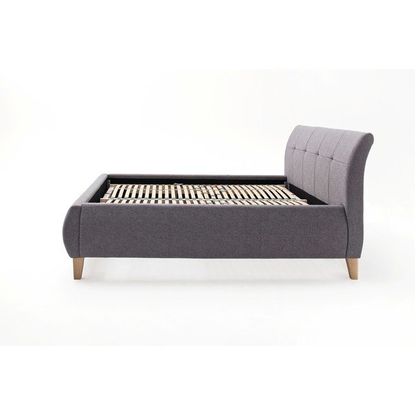 Antracito spalvos dvigulė lova audiniu dengta su sandėliavimo vieta su lovos grotelėmis 180x200 cm Matheo – Meise Möbel-image-2