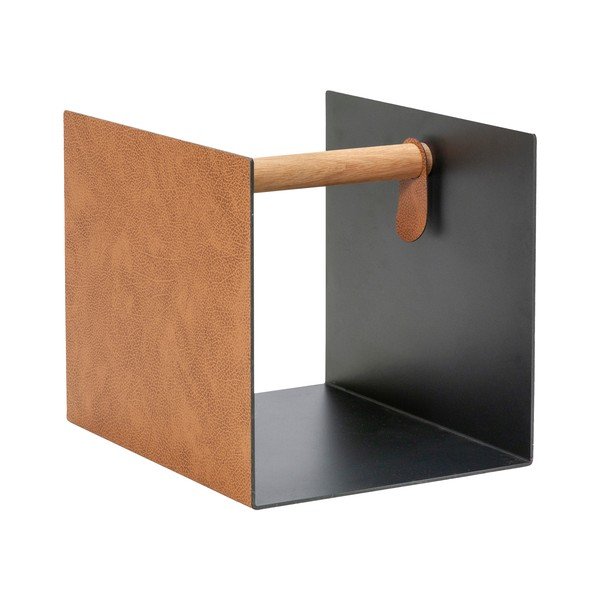 Dekoratyvinė juodos spalvos/natūralios spalvos iš metalo/iš eko odos daiktadėžė 32x38x31 cm Bull – LIND DNA-image-4