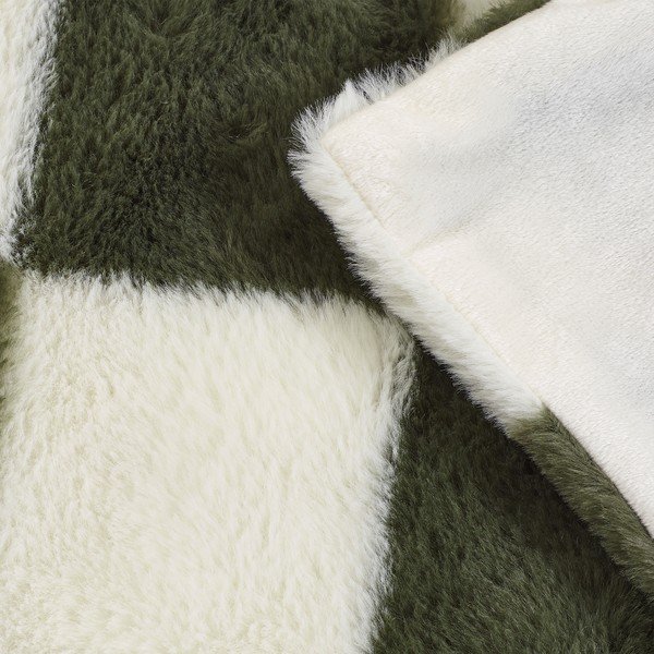 Baltos spalvos/žalios spalvos antklodė ir pledas 130x170 cm Cosy Soft Checkerboard – Catherine Lansfield-image-3
