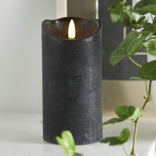 Juoda LED vaško žvakė Star Trading Flamme Rustic, aukštis 15 cm-image-1