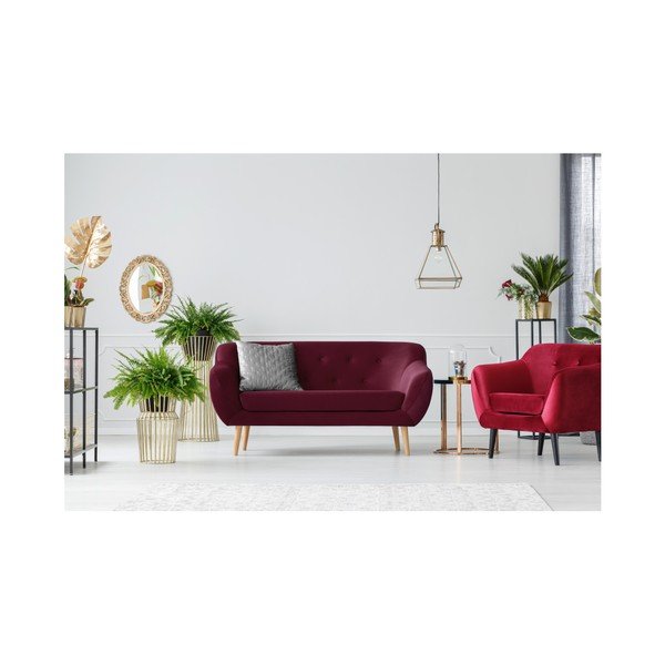Tamsiai raudonos spalvos dvivietė sofa Mazzini Sofas Amelie-image-2