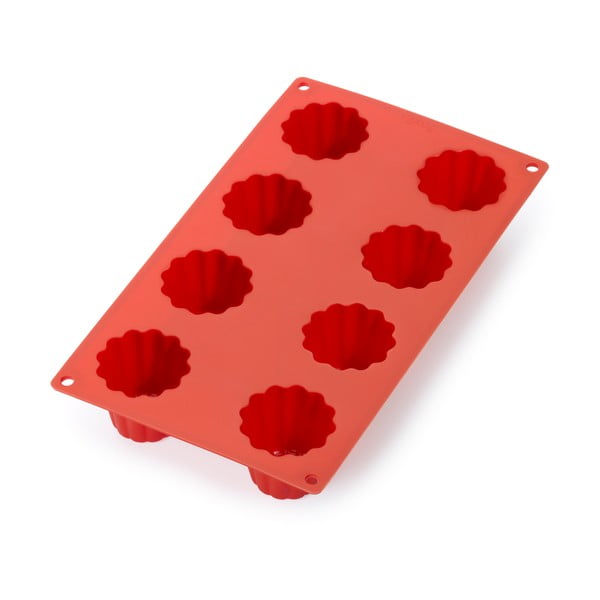 Raudona silikoninė forma 8 mini bandelėms Lékué