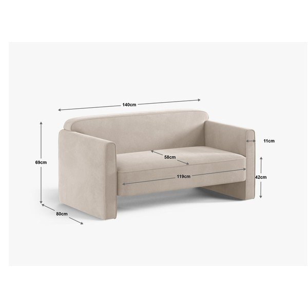 Terakotos spalvos iš velveto sofa 140 cm Abby – Micadoni -image-4