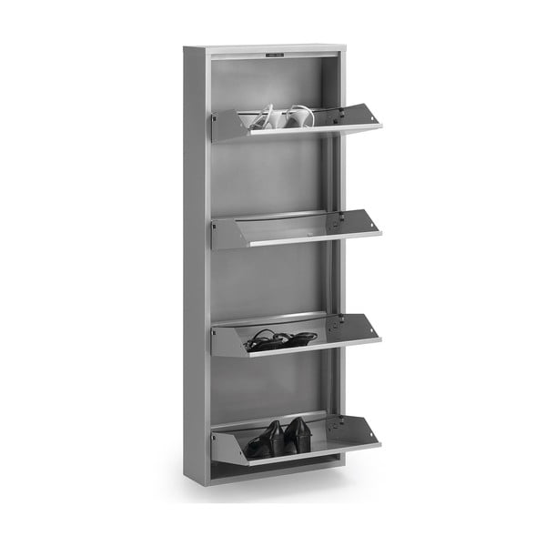 Baltos spalvos iš metalo atlenkiama spintelė batams 50x136x15 cm Ode – Kave Home-image-3