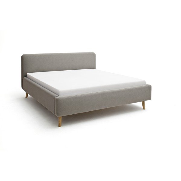 Taupe spalvos dvigulė lova audiniu dengta su sandėliavimo vieta su lovos grotelėmis 180x200 cm Mattis – Meise Möbel