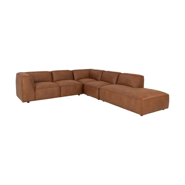Kampinė sofa konjako rudos spalvos iš dirbtinės odos (su dešiniuoju kampu) Fairfield Kentucky – Bonami Selection-image-3
