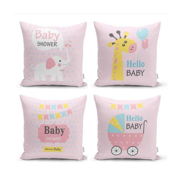 4 pagalvėlių užvalkalų rinkinys Minimalist Cushion Covers Baby Girl, 45 x 45 cm