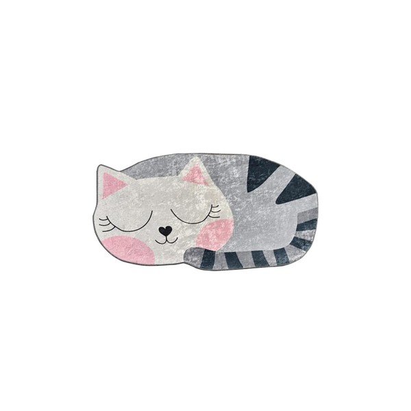 Skalbiamas rožinės spalvos/pilkos spalvos vaikiškas kilimas 60x100 cm Cat – Mila Home