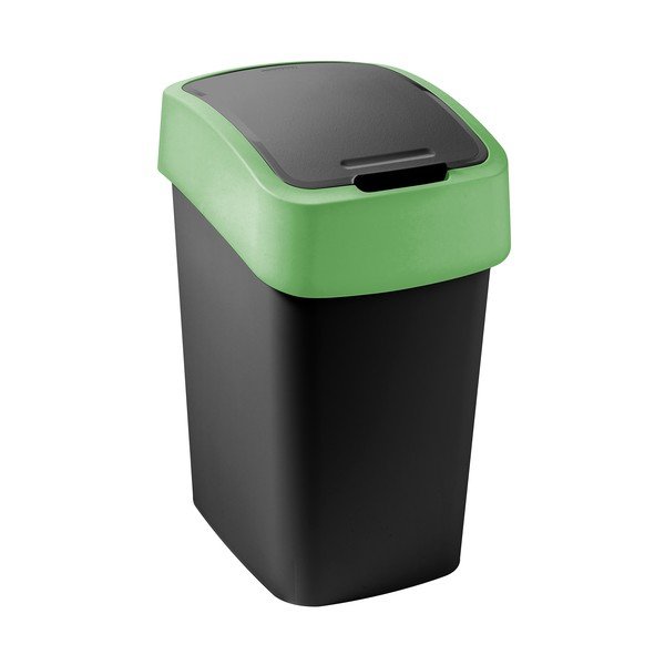 Žalios spalvos/juodos spalvos iš plastiko šiukšliadėžė rūšiavimui 9 l Flip Bin – Curver