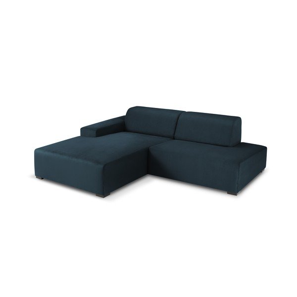 Tamsiai mėlyna aksominė kampinė sofa Cosmopolitan Design Hobart, kampas kairėje-image-3