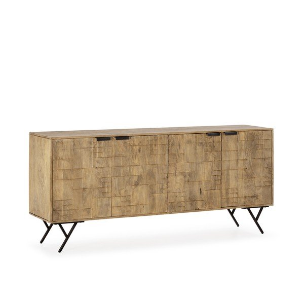 Natūralios spalvos iš mango masyvo šoninė spintelė 175x78x40 cm Priya – MOME