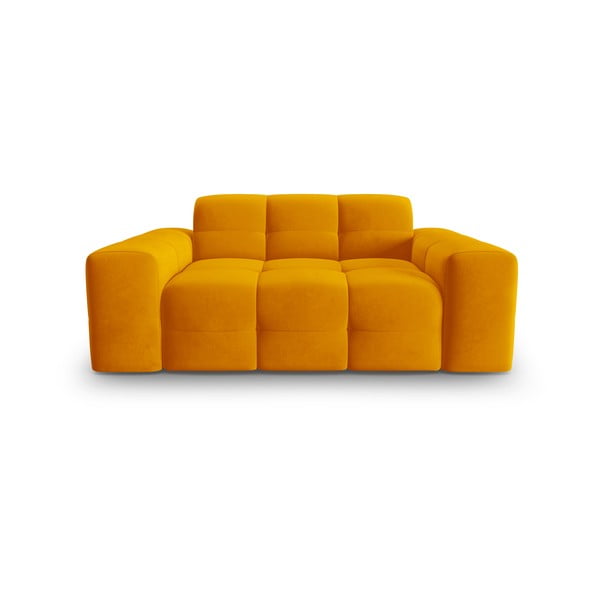 Ochros geltonos spalvos aksominė sofa 156 cm Kendal - Micadoni Home