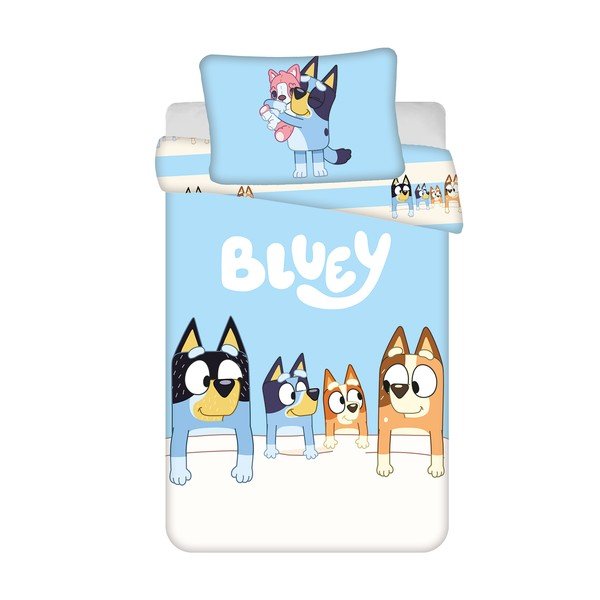 Mėlynos spalvos iš medvilnės vaikiška patalynė vaikiškai lovai 100x135 cm Bluey – Jerry Fabrics