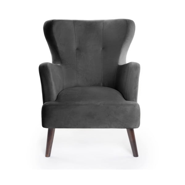 Iš velveto krėslas tamsiai pilkos spalvos su atlošu Noemye – Bonami Selection-image-2
