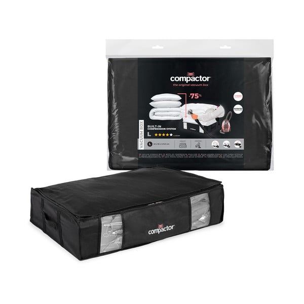 Juoda daiktadėžė po lova Compactor XXL Black Edition 3D, 145 l