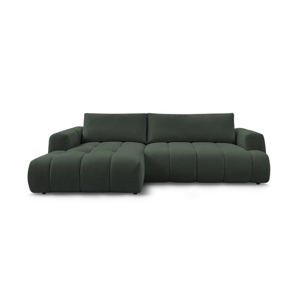 Žalios spalvos sulankstoma/su sandėliavimo vieta kampinė sofa (su kairiuoju kampu/su gultu) Fuji – Bobochic Paris