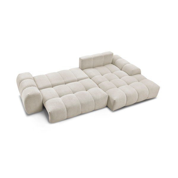 Baltos spalvos iš šenilinio audinio sulankstoma/su sandėliavimo vieta kampinė sofa (su dešiniuoju kampu/su gultu) Everest – Bobochic Paris-image-4