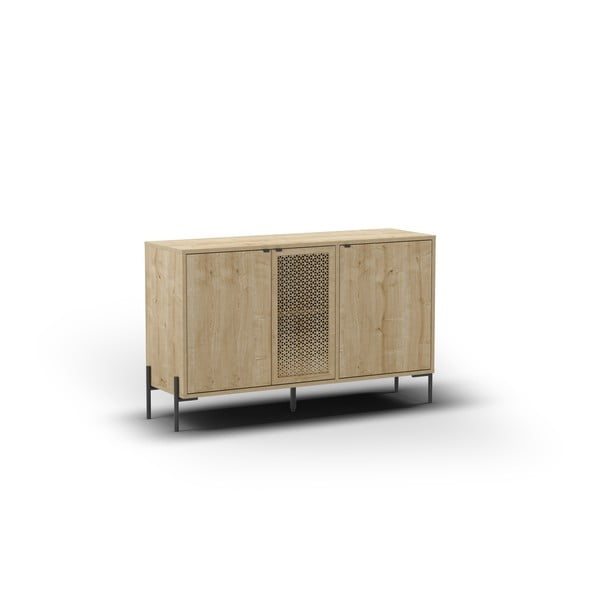 Žema šoninė spintelė natūralios spalvos iš ąžuolo 120x80 cm Inca – Marckeric-image-2