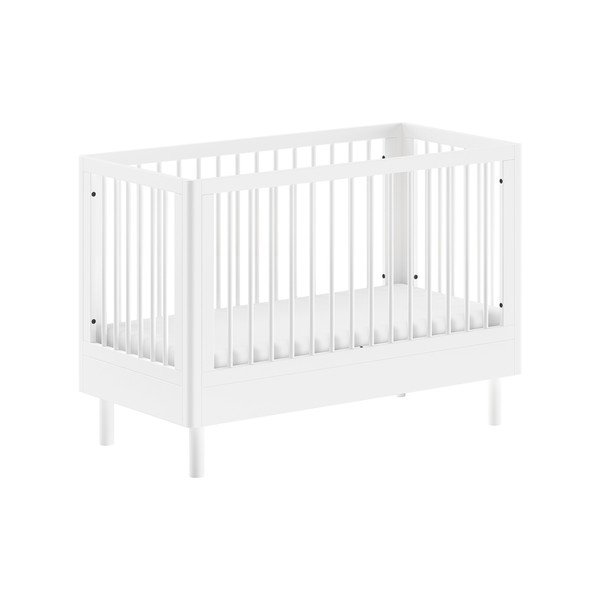 Baltos spalvos iš buko masyvo vaikiška lovelė reguliuojamas aukštis 60x120 cm Forrest – Vipack