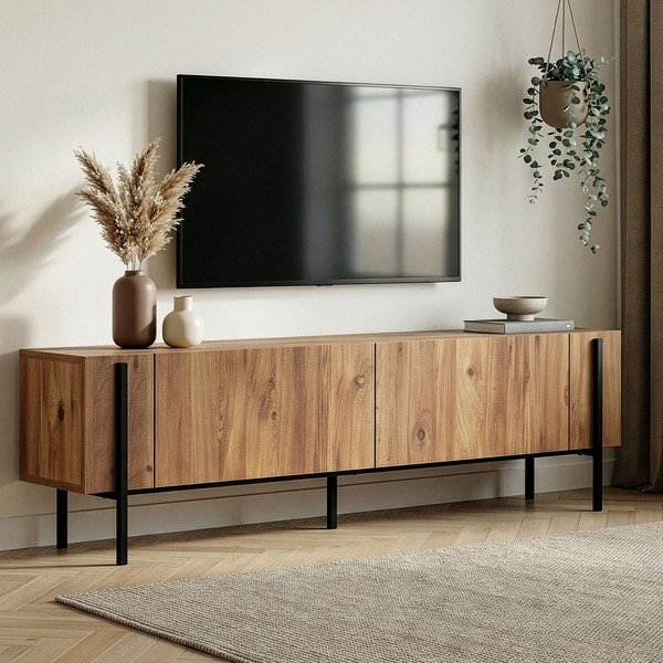Natūralios spalvos TV spintelė iš pušies 180x45x30 cm Nexus – Kalune Design-image-2