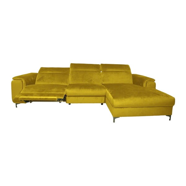 Kampinė sofa geltonos spalvos iš velveto (su dešiniuoju kampu) Brito – MESONICA-image-3