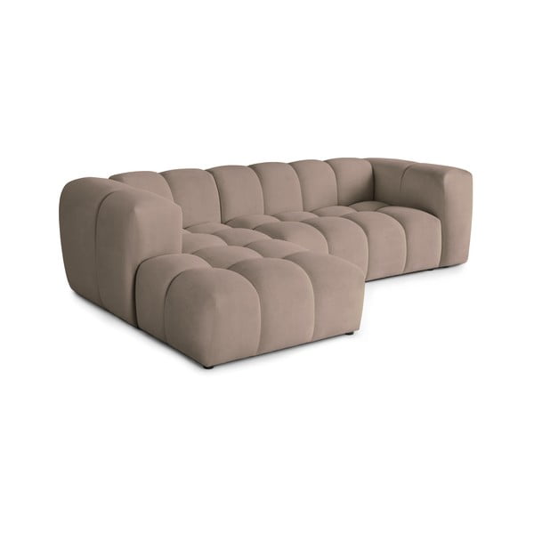 Taupe spalvos iš velveto kampinė sofa (su kairiuoju kampu/su gultu) Cube – Bonami Selection-image-4