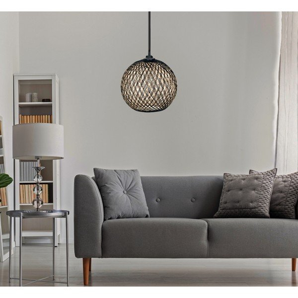 Kabantis šviestuvas juodos spalvos/tamsiai rudos spalvos ø 24 cm iš džiuto – Opviq lights-image-2