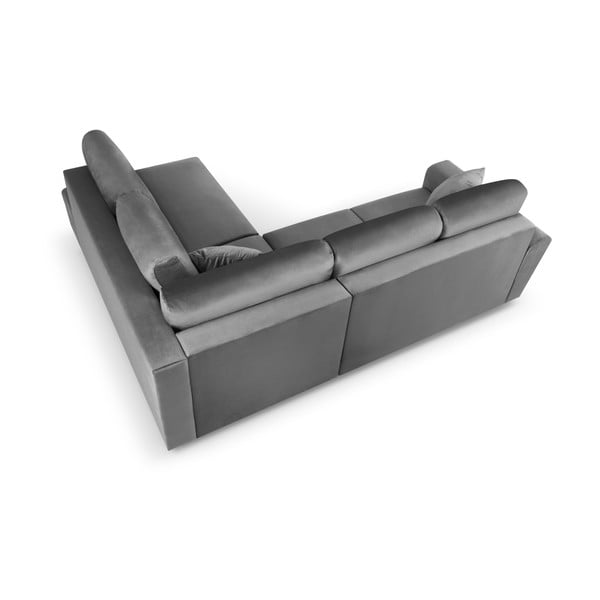 Šviesiai pilkos spalvos iš velveto sulankstoma/su sandėliavimo vieta kampinė sofa (su dešiniuoju kampu/„L“ formos) Kyoto – Cosmopolitan Design-image-4