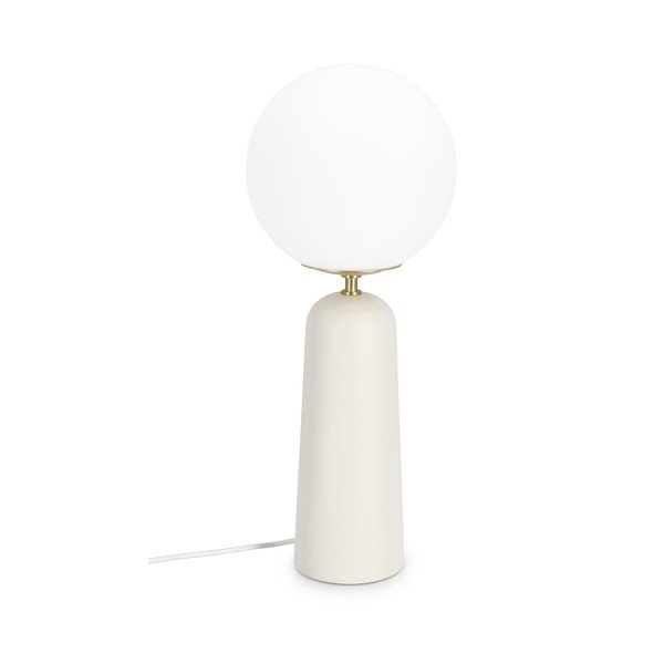 Baltos spalvos iš metalo stalinis šviestuvas (aukštis 51 cm) su stiklo gaubtu Delphine – Bizzotto