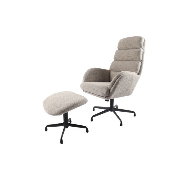 Iš boucle atpalaiduojantis fotelis su atrama kojoms šviesiai pilkos spalvos Sifton – Unique Furniture