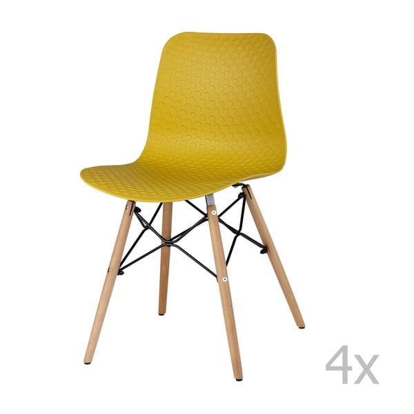 4 geltonų valgomojo kėdžių rinkinys "Tina